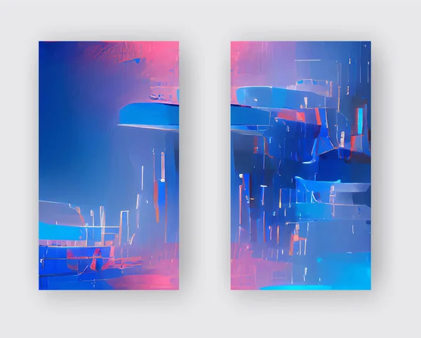 Abstrakcyjne Tła Wyznaczają Nowoczesną Futurystyczną Grafikę Różowe Niebieskie Neonowe Chaotyczne — Wektor stockowy