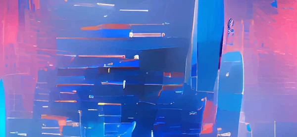 Fond Abstrait Graphique Futuriste Moderne Rose Fond Bleu Néon Chaotique — Image vectorielle
