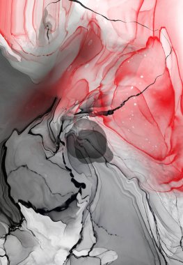 Beyaz arka planda siyah kırmızı fırça darbesi. Tasarım elemanı. Grunge dalga lekelerinin vektör çizimi. Vektör fırçaları resimleme.