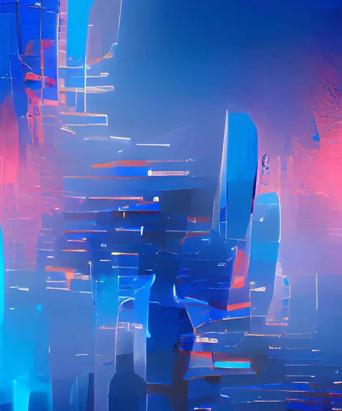 Fond Abstrait Graphique Futuriste Moderne Rose Fond Bleu Néon Chaotique — Image vectorielle
