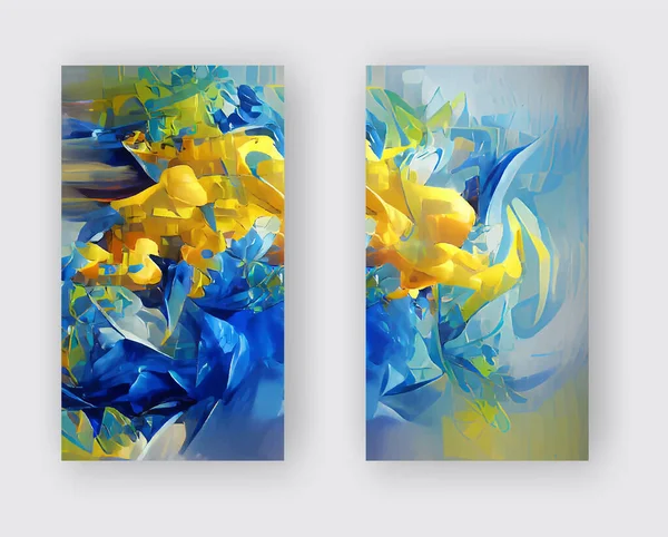 Abstrakte Hintergründe Setzen Moderne Futuristische Grafiken Gelber Blauer Chaotischer Hintergrund — Stockvektor