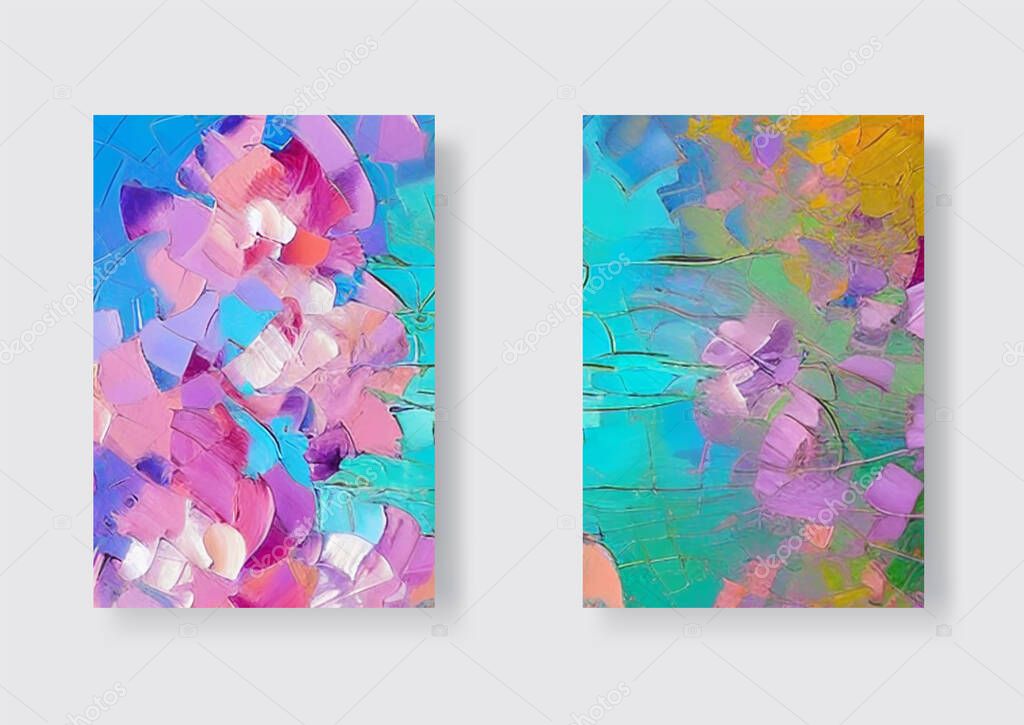 Abstract oil paintings. Creative design elements: posters, invitations, banners, cards, websites, wallpapers, magazines. Modern art. Vector illustration.