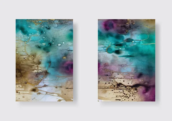 Modern Interior Art Flow Banner Set Color Liquid Shape Art — Vettoriale Stock