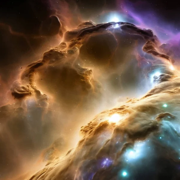 Fond Spatial Avec Nébuleuse Réaliste Étoiles Brillantes Cosmos Abstrait Avec — Image vectorielle