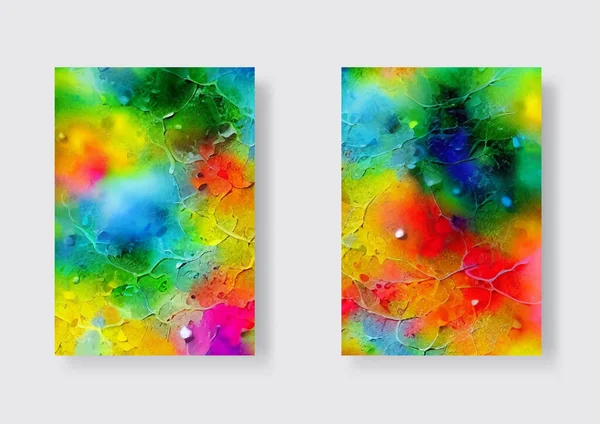Modern Colorful Flow Banner Set Rainbow Liquid Shape Art Elements — Stockvektor