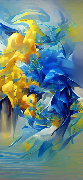 Contexto Abstrato Gráfico Futurista Moderno Amarelo Fundo Caótico Azul Design — Vetor de Stock