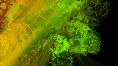 Siyah üzerine modern renkli akış arka planı. Renk pankartıyla dalga sıvısı. Tasarım projen için sanat tasarımı. Vektör illüstrasyonu.