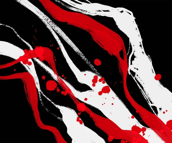 Черно Белые Красные Чернила Мазок Японский Стиль Векторная Иллюстрация Гранжевых — стоковый вектор
