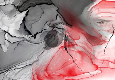 Beyaz arka planda siyah kırmızı fırça darbesi. Tasarım elemanı. Grunge dalga lekelerinin vektör çizimi. Vektör fırçaları resimleme.