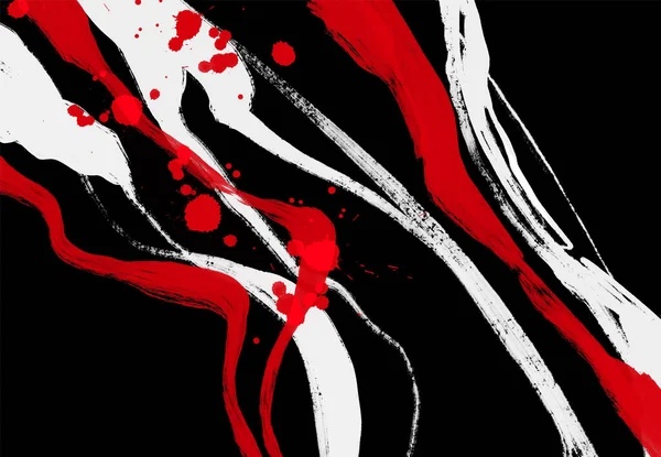 Чорний Білий Червоний Мазковий Мазок Японський Стиль Vector Illuation Grunge — стоковий вектор