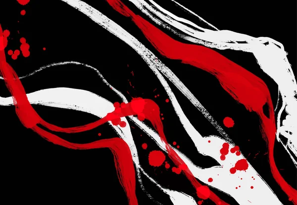 Μαύρο Λευκό Κόκκινο Μελάνι Πινέλο Εγκεφαλικό Επεισόδιο Ιαπωνικό Στυλ Εικονογράφηση — Διανυσματικό Αρχείο