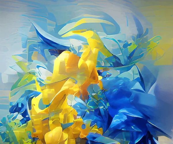 Contexto Abstrato Gráfico Futurista Moderno Amarelo Fundo Caótico Azul Design — Vetor de Stock