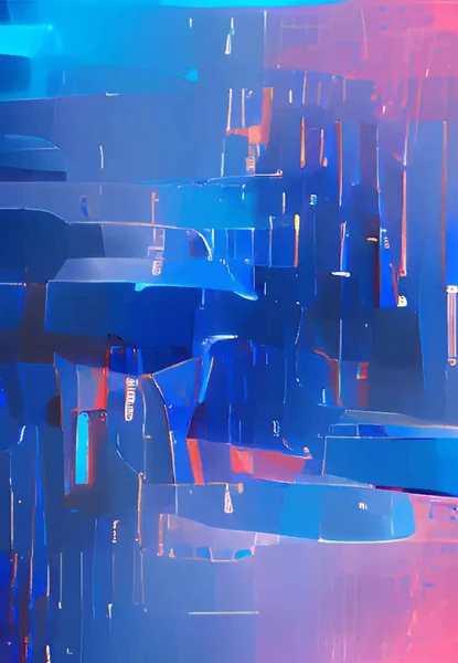 Latar Belakang Abstrak Grafis Futuristik Modern Merah Muda Biru Neon - Stok Vektor
