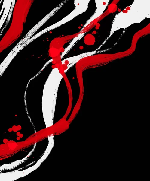 Pincel Tinta Vermelha Branca Preta Estilo Japonês Ilustração Vetorial Grunge —  Vetores de Stock