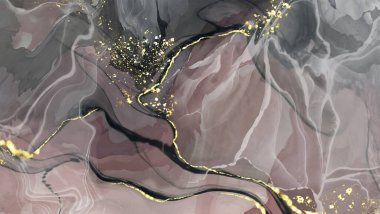 Vektör siyah pembe pankart. El çizimi soyut fırça darbesi. Dalga ögesi.