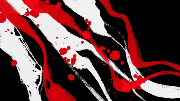 Czarny Biały Czerwony Pędzel Japoński Styl Wektorowa Ilustracja Fali Grunge — Wektor stockowy