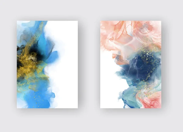 Luxe Ensemble Abstrait Fond Marbre Peinture Encre Liquide Art Sur — Image vectorielle