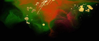 Lüks kırmızı, siyah, yeşil, soyut arkaplan mermer sıvı mürekkep resimli kağıt üzerinde. Orijinal suluboya alkol boyası. Vektör illüstrasyonu.