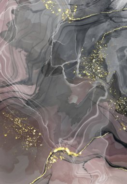 Vektör siyah pembe pankart. El çizimi soyut fırça darbesi. Dalga ögesi.