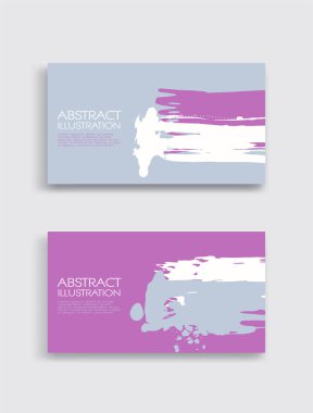 Beyaz arka planda pembe beyaz gri mürekkep fırça darbesi kartı. Japon tarzı. Grunge lekelerinin vektör illüstrasyonu