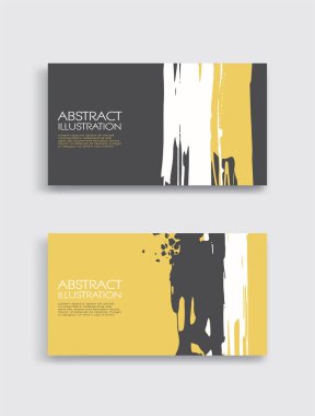 Beyaz arka planda sarı, beyaz, gri, fırça darbesi. Japon tarzı. Grunge lekelerinin vektör illüstrasyonu