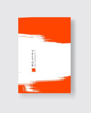 Grunge efektli soyut mürekkep fırçası afişleri. Vektör illüstrasyonu