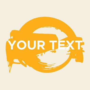 Beyaz üzerine vektör yuvarlak şekil. Sarı Çember Damgası. Simge, Logo, Sancak Tasarımı. Yuvarlak Fırça Soyut Vuruşu .