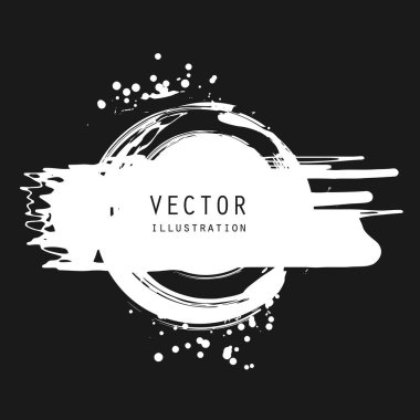 vektör sıçrama yapar ve beyaz mürekkep damlaları farklı şekillerde siyah üzerine damlar.