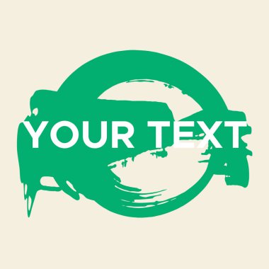 Vector Round Shape on White. Green Circle Stamp. Icon, Logo, Banner Design. Round Brush Abstract Stroke .