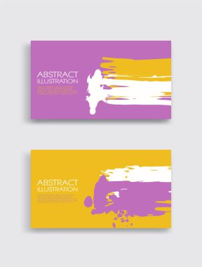 Beyaz arka planda pembe, beyaz, sarı, fırça darbesi. Japon tarzı. Grunge lekelerinin vektör illüstrasyonu