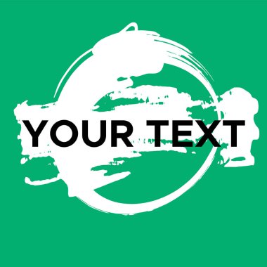 Yeşilde Vektör Yuvarlak Şekli. Beyaz Daire Damgası. Simge, Logo, Sancak Tasarımı. Yuvarlak Fırça Soyut Vuruşu .