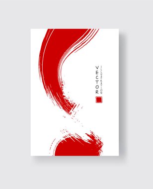 Grunge efektli soyut mürekkep fırçası afişleri. Vektör illüstrasyonu