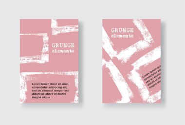 İki Grunge Flyer Şablonu. Broşür ya da Bayrak Tasarımı Şablonu. Soyut Modern Arkaplan. Grunge White ve Pembe Tehlike DokusuName.