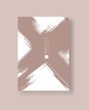 Grunge efektli soyut mürekkep fırçası afişleri. Vektör illüstrasyonu