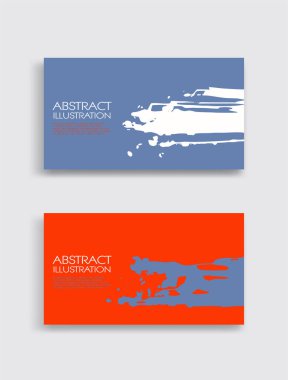 Beyaz arka planda kırmızı beyaz, mavi, fırça darbesi kartı. Japon tarzı. Grunge lekelerinin vektör illüstrasyonu