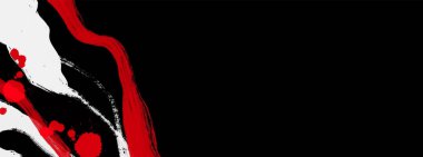 Siyah beyaz, kırmızı, fırça darbesi. Japon tarzı. Grunge dalgası lekelerinin vektör illüstrasyonu. Vektör fırçaları resimleme.