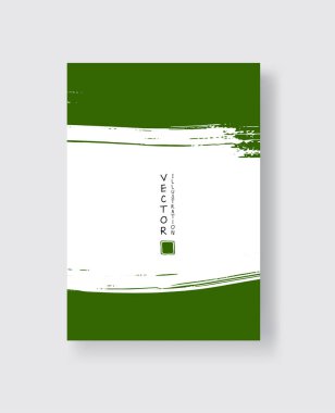 Grunge efektli soyut mürekkep fırçası afişleri. Vektör illüstrasyonu