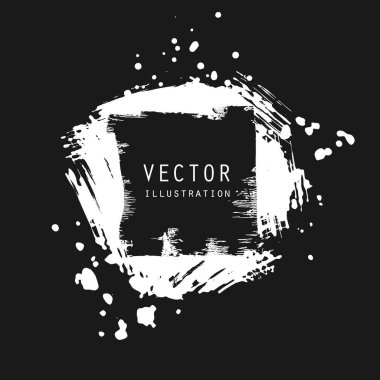 vektör sıçrama yapar ve beyaz mürekkep damlaları farklı şekillerde siyah üzerine damlar.