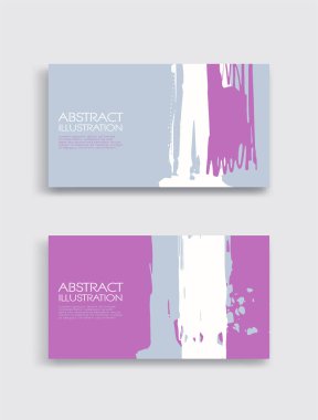 Beyaz arka planda pembe beyaz gri mürekkep fırça darbesi kartı. Japon tarzı. Grunge lekelerinin vektör illüstrasyonu