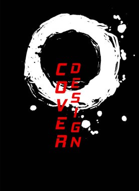 Kırmızı ve siyah soyut arkaplan ve mürekkep fırçası. Japon tarzı kompozisyon. Duvar kağıdı, içerisi, broşür kapağı, poster, afiş, broşür için agresif fütürist dinamik arkaplan.