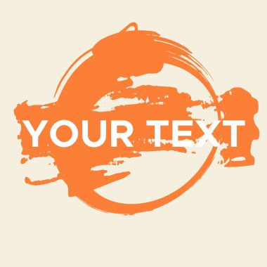 Beyaz üzerine vektör yuvarlak şekil. Turuncu Çember Damgası. Simge, Logo, Sancak Tasarımı. Yuvarlak Fırça Soyut Vuruşu .