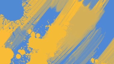 Soyut Mavi Sarı Boya Ukrayna tarzı arka plan. Ukrayna renk tasarım afişi ögesi. Vektör illüstrasyonu