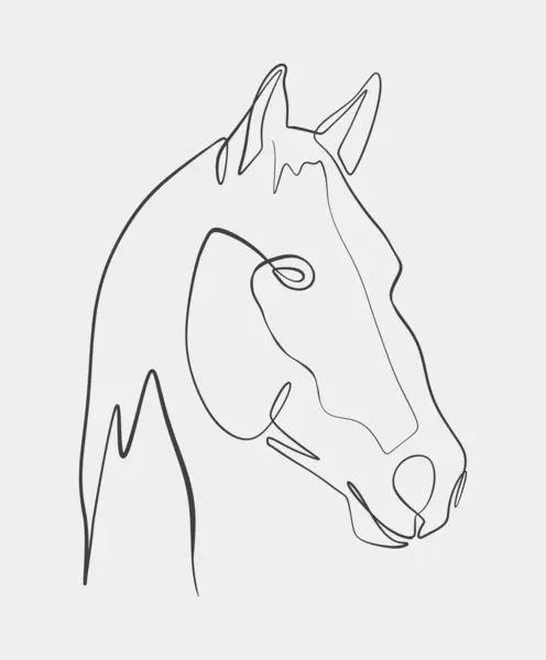 stock vector A simple, elegant horse head drawing in minimalist line art style, featuring clean black lines on a White background.