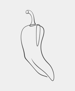 Şili biberinin basit çizgileri, temiz, minimalist ana hatları, yiyecekle ilgili tasarımlar veya aşçılık çizimleri için ideal..