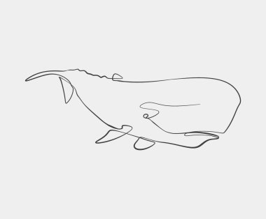 Bir balinanın basit, kesintisiz çizgi sanatı, minimalist tasarım ve akışkan kıvrımları modern, soyut bir tarzda sergiliyor..