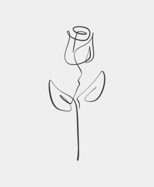 Bir gülün basit bir çizgisi, minimalist sanatı, pürüzsüz, sürekli vuruşları ve modern estetiği sergiliyor..