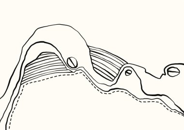 Beyaz üzerine siyah dalgalı şekillerle modern soyut vektör çizimi. Arka plan, posterler ve tekstil tasarımı için mükemmel..