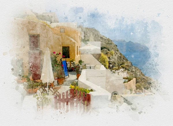 绘画风格的希腊艺术品的图案庭院 — 图库照片