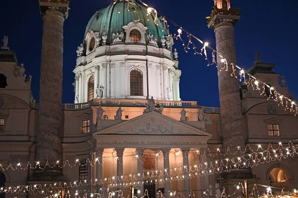 Iglesia San Carlos Karlskirche Navidad — Foto de Stock