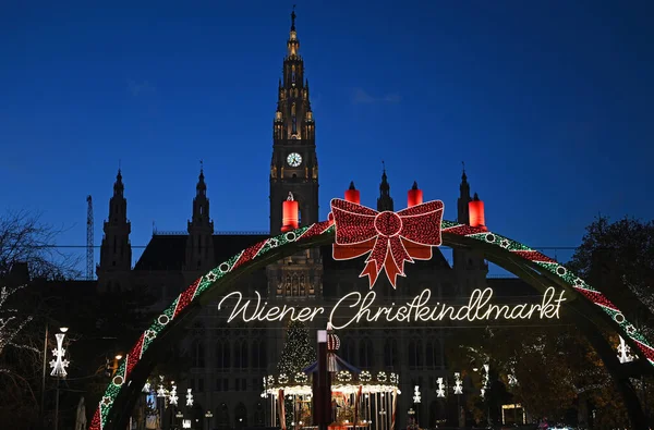 Vánoční Trh Rathausplatz Vídni Rakousko — Stock fotografie